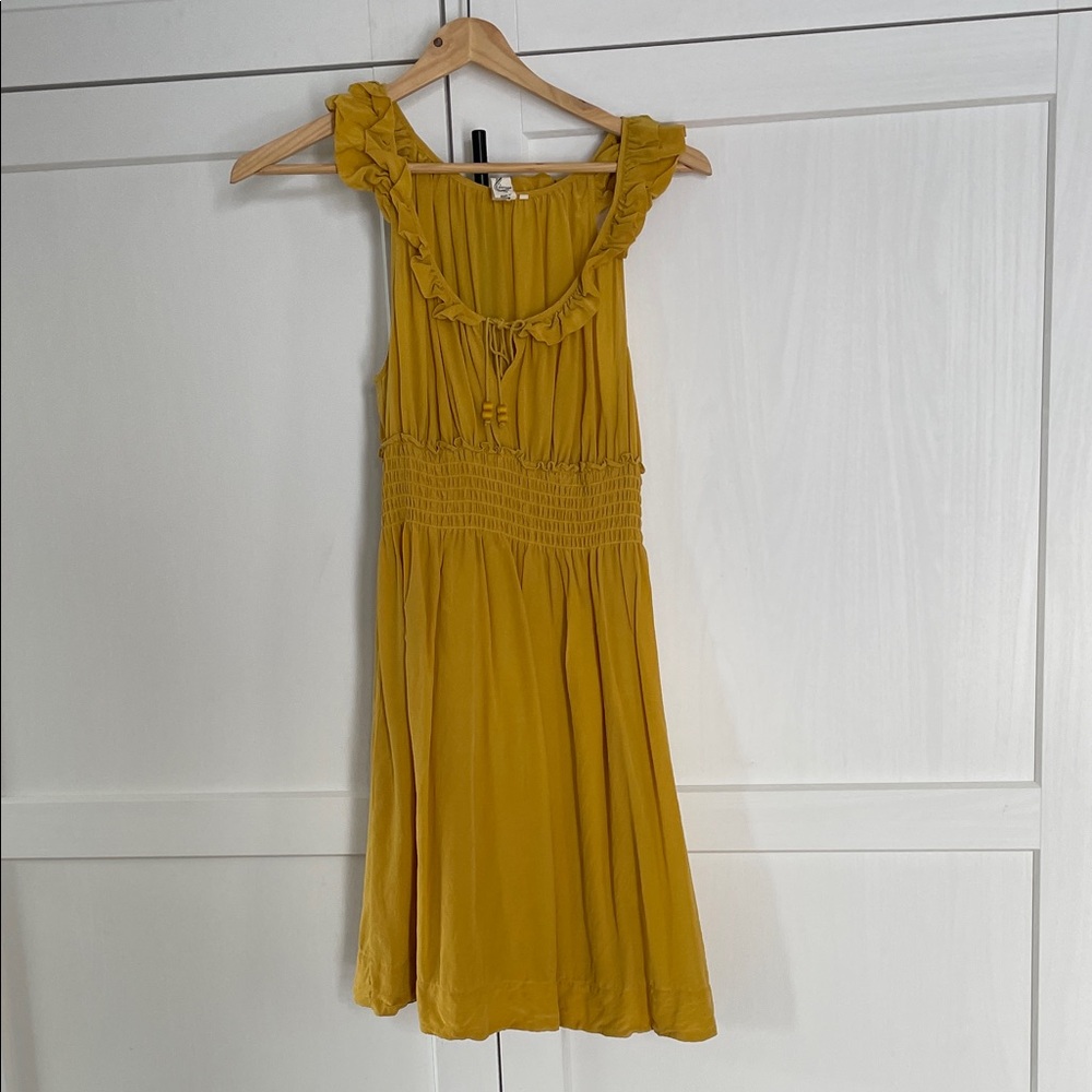 Floreat Mustard Sleeveless Dress